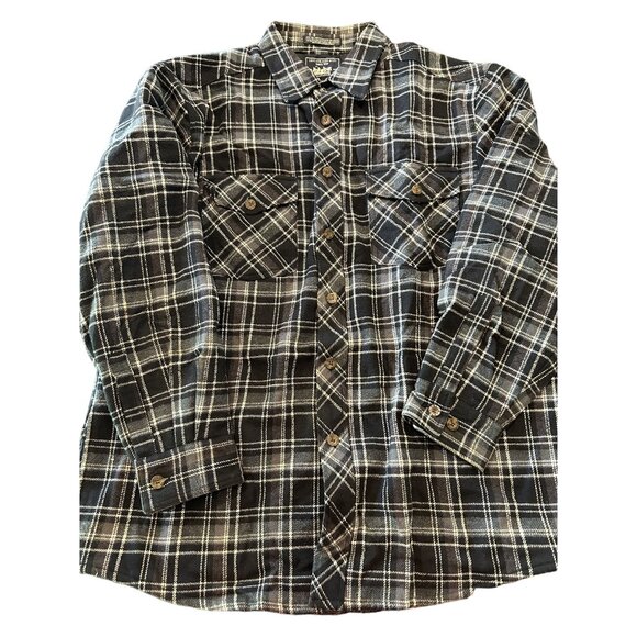 Levis Men's Plaid Heavyweight Flannel Shacket Grey & White L/G Pockets - Picture 1 of 8
